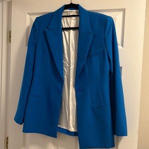 Zara Blue Single Button Blazer